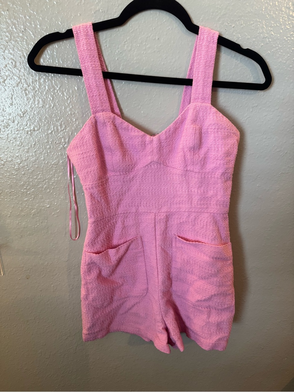 Zara Pink Textured Strap Romper One-Piece